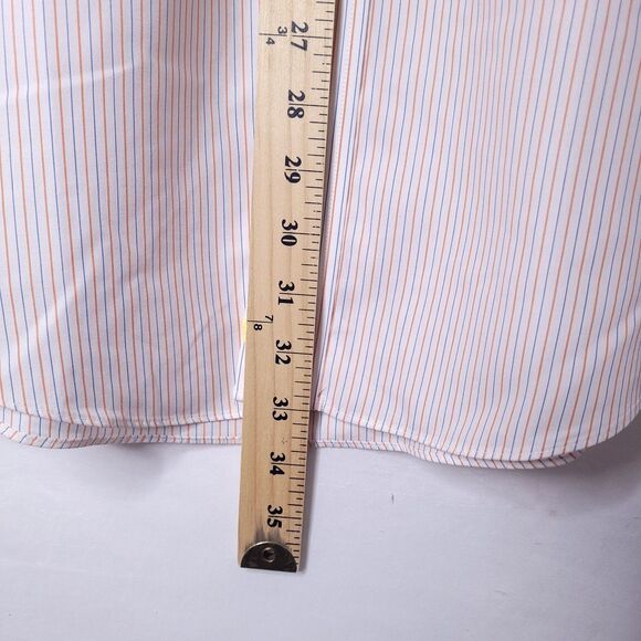 Brooks Brothers Dress Shirt Mens 15.5 Striped Orange, Blue, White French Cuff - Picture 6 of 10